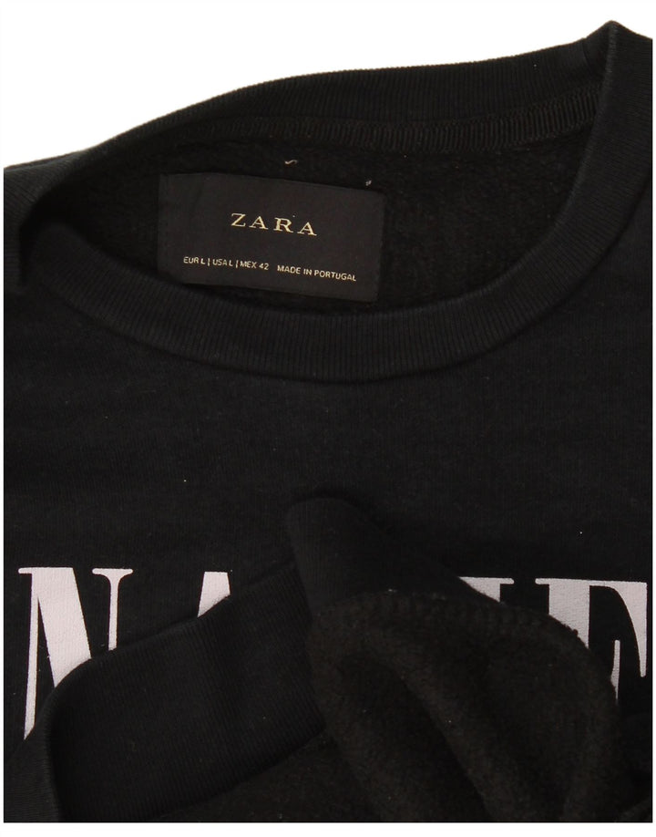 Zara moletom gráfico masculino jumper grande preto