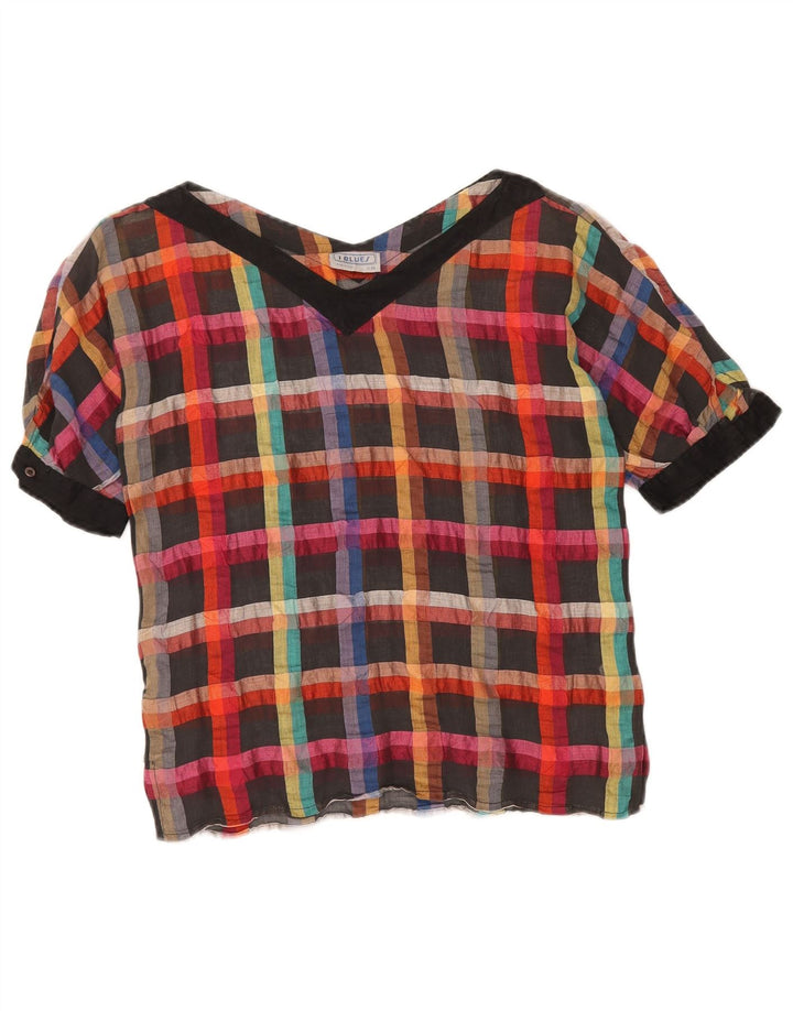 Blusa feminina I BLUES Top IT 40 pequena linho xadrez multicolorido