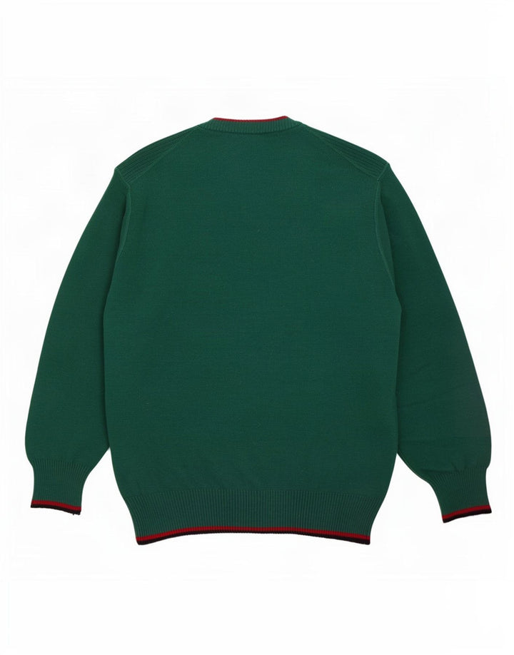 Suéter vintage masculino com gola redonda e gola redonda grande verde