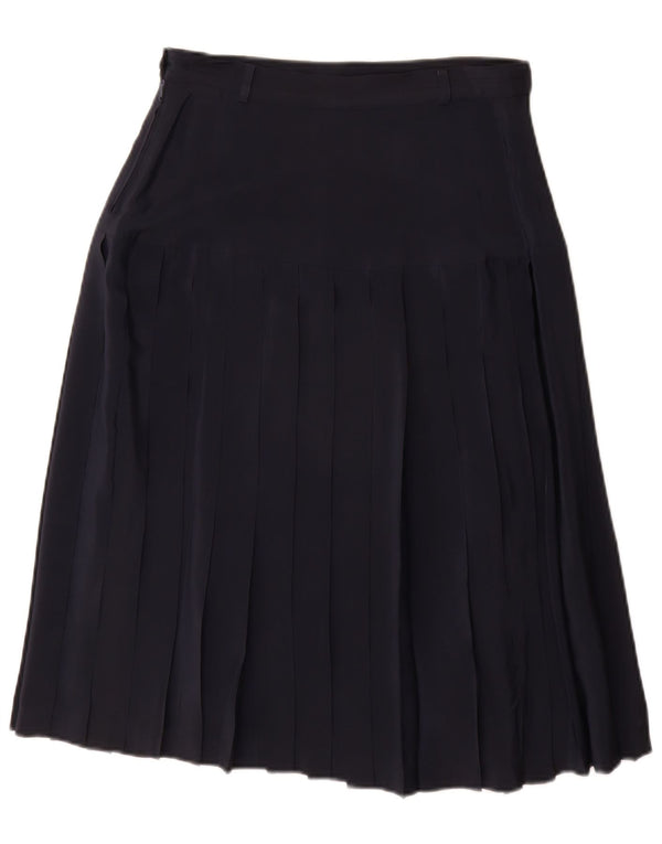 Saia feminina vintage cintura alta plissada linha A IT 44 médio W28 azul marinho