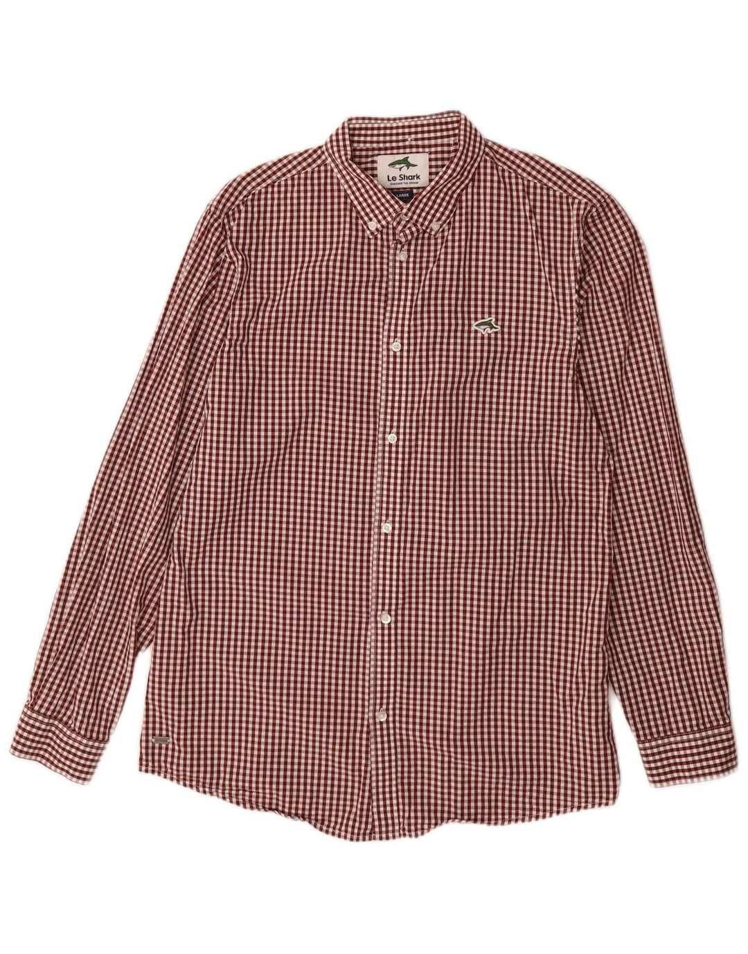 Camisa masculina LE SHARK grande algodão gingham cor de vinho