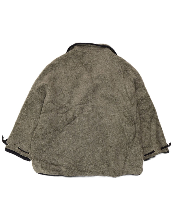 Jaqueta de lã de grandes dimensões para mulheres vintage Reino Unido 20 2XL estampa animal verde