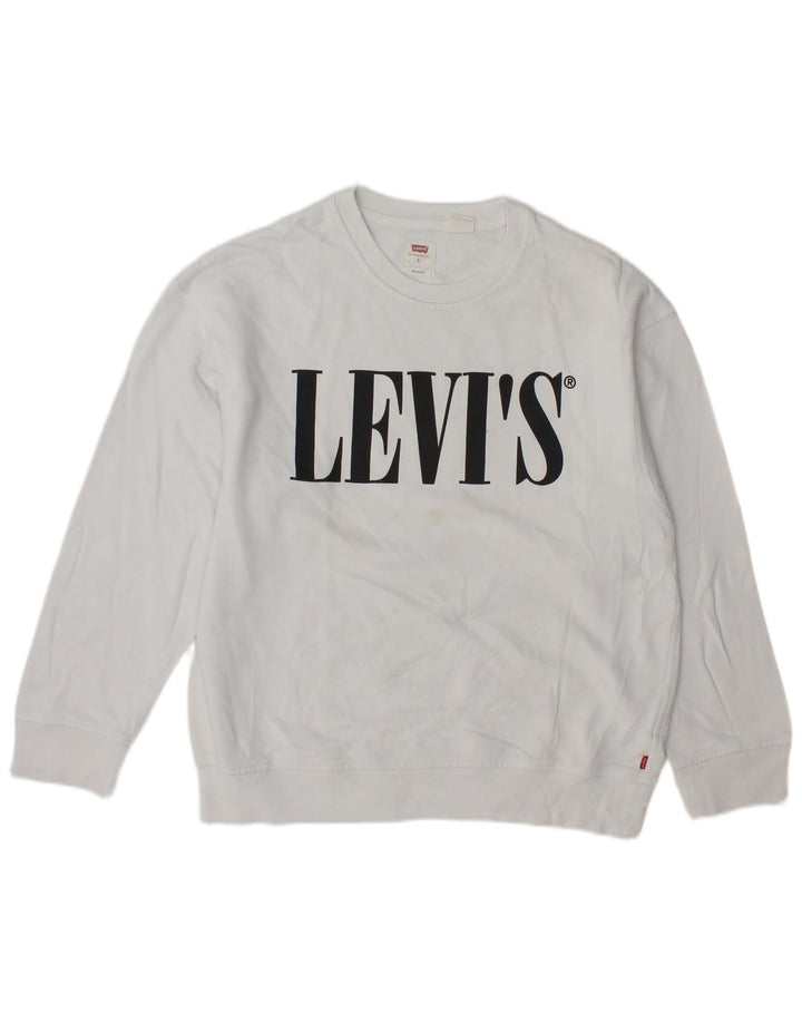 Levi's Mens Relaxed Graphic Moletom Jumper Pequeno Algodão Branco