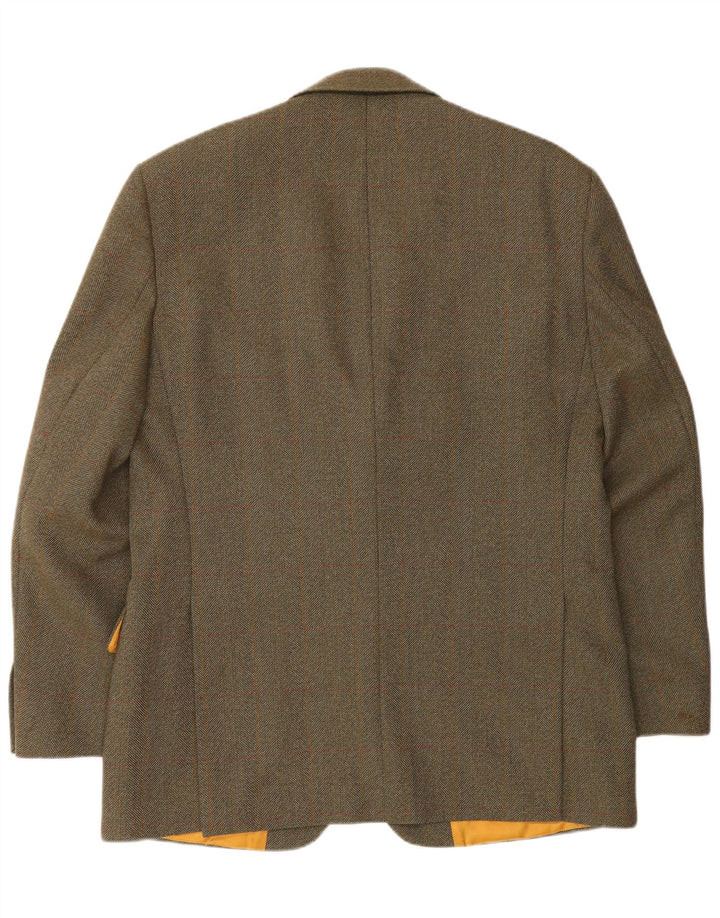Jaqueta blazer masculina Magee com 2 botões UK 42 XL marrom xadrez lã