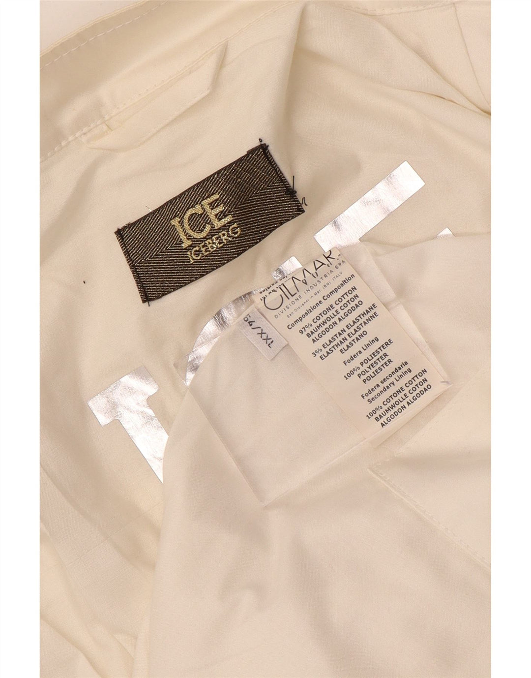 Jaqueta bomber masculina ICEBERG UK 44 2XL algodão branco