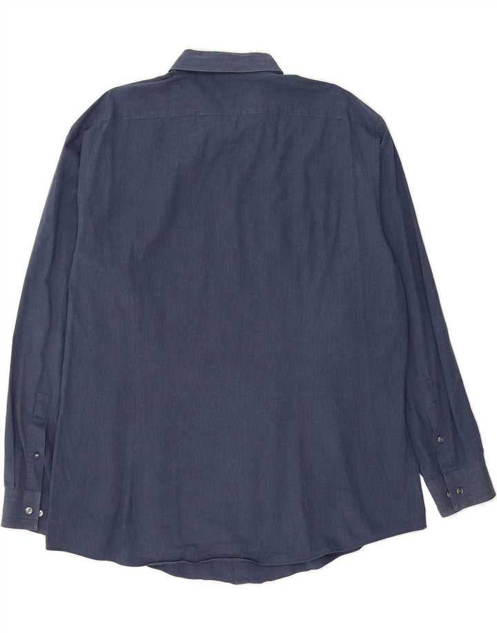 DKNY Mens Slim Fit Shirt XL Navy Blue Vintage Dkny and Second-Hand Dkny from Messina Hembry 