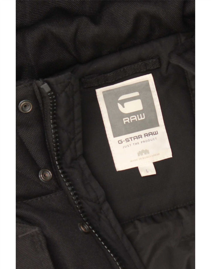 Jaqueta masculina acolchoada com capuz G-Star UK 40 grande poliéster preto