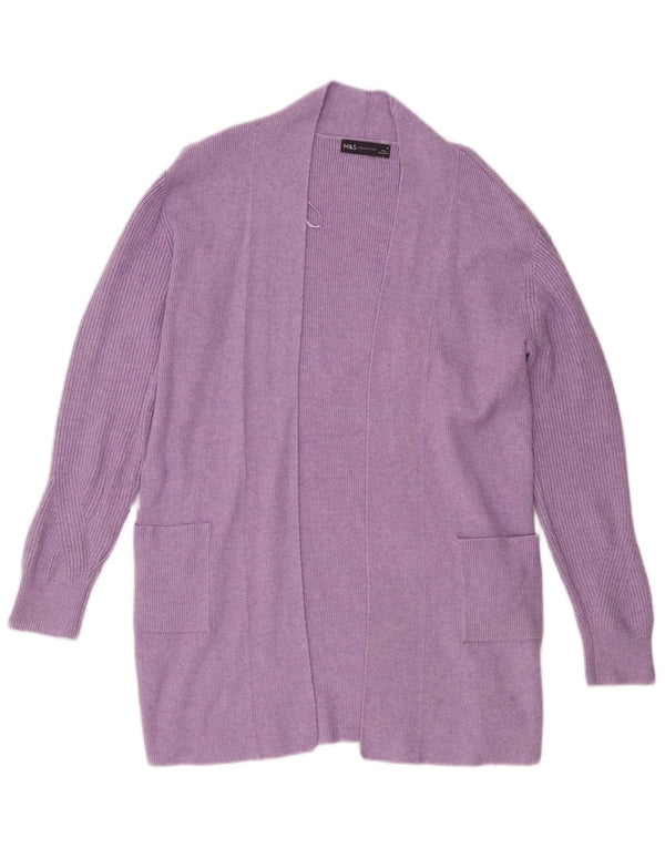 Suéter feminino Marks & Spencer Longline Open Cardigan Reino Unido 10 Pequeno Roxo