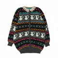 Suéter feminino vintage com padrão abstrato cardigan Reino Unido 10 pequeno multicolorido