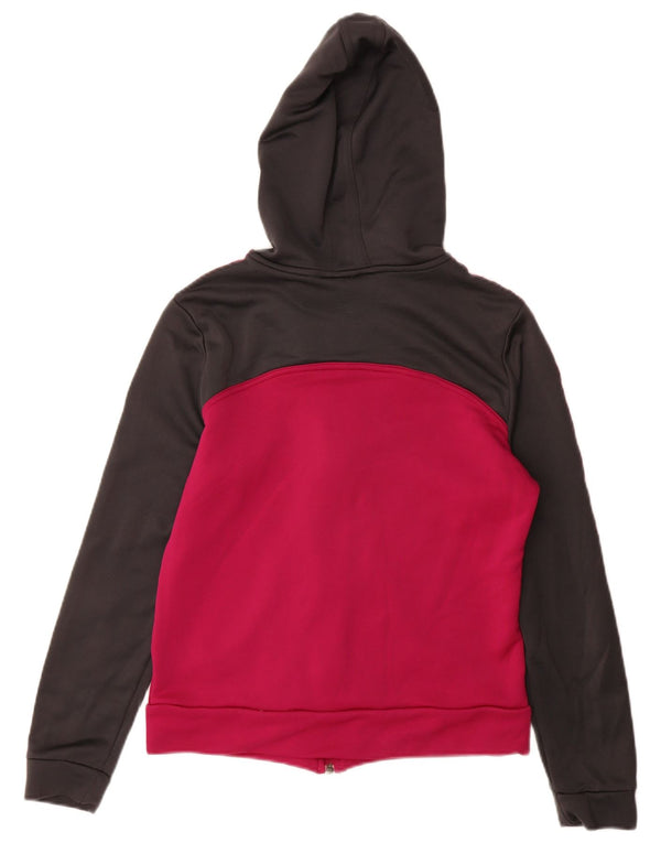 Suéter adidas feminino com capuz e zíper UK 16 grande bloco colorido rosa