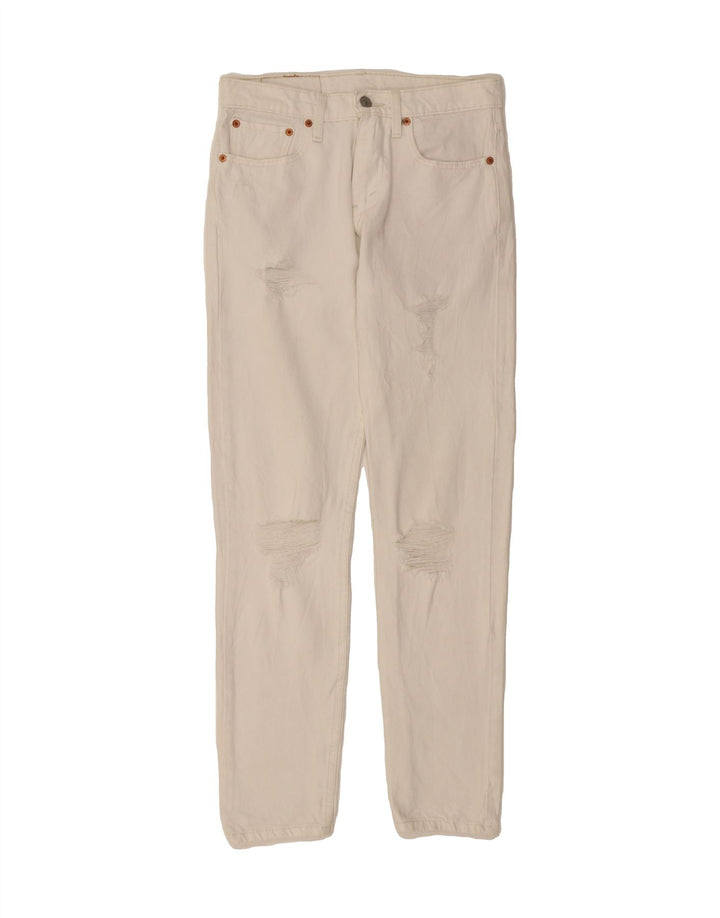 LEVI'S Womens 512 Distressed Slim Tapered Jeans W28 L30 White Cotton Vintage Levi's and Second-Hand Levi's from Messina Hembry 