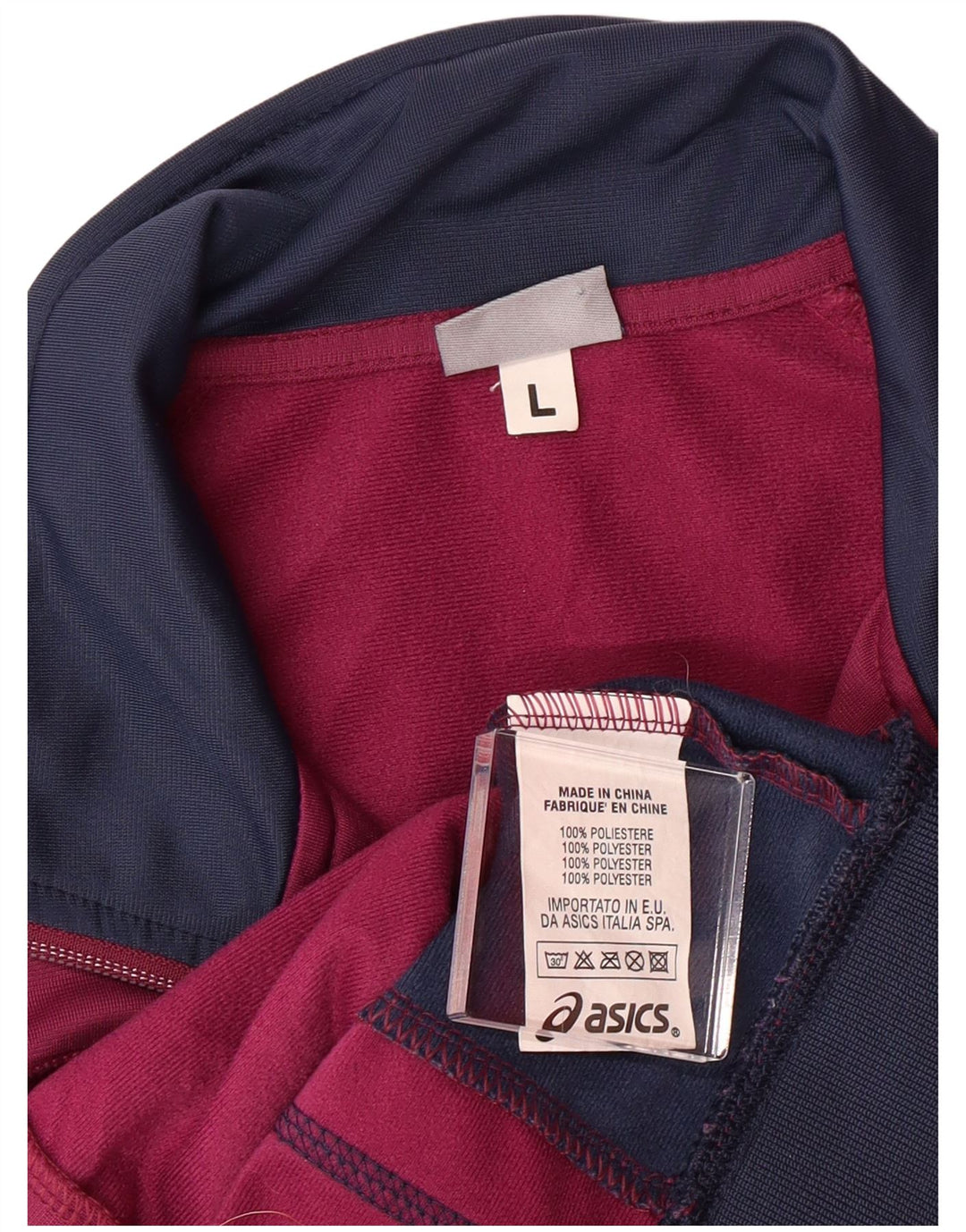 ASICS Womens Tracksuit Top Jacket UK 14 Grande Roxo Colourblock Poliéster