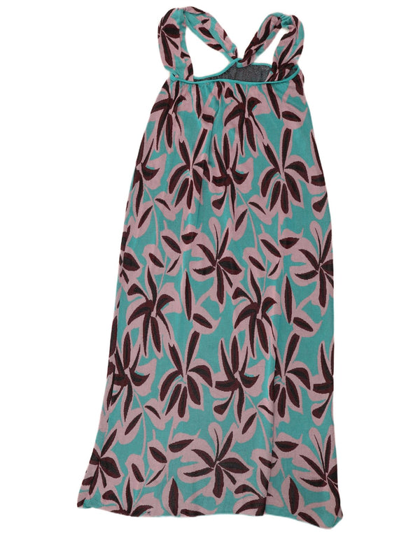 Vestido maxi feminino Zara Reino Unido 12 viscose floral azul médio