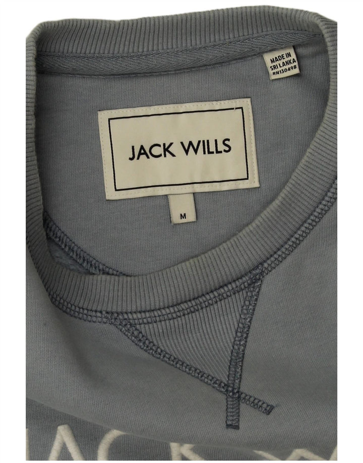 Jack Wills moletom gráfico masculino jumper médio azul algodão