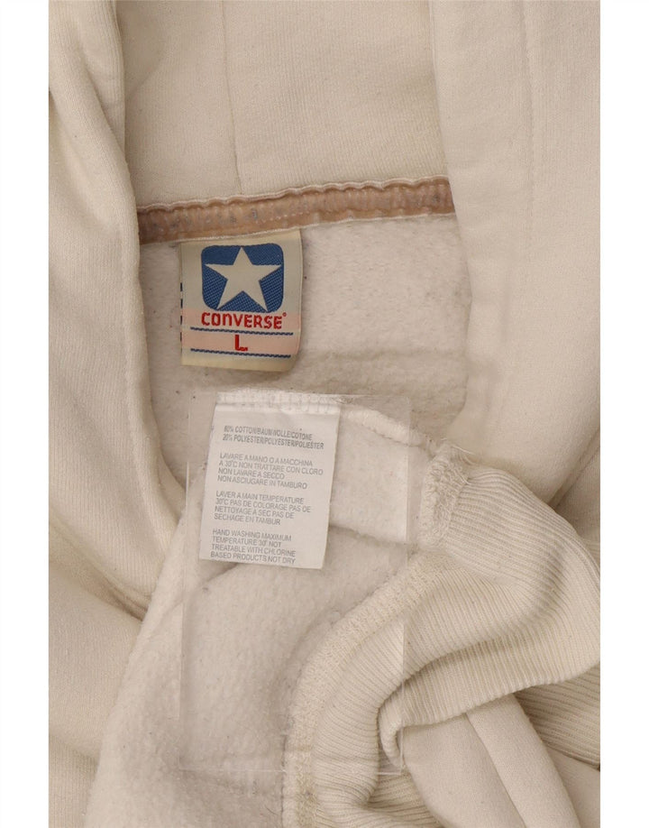 Suéter feminino com capuz gráfico CONVERSE Reino Unido 16 grande algodão branco