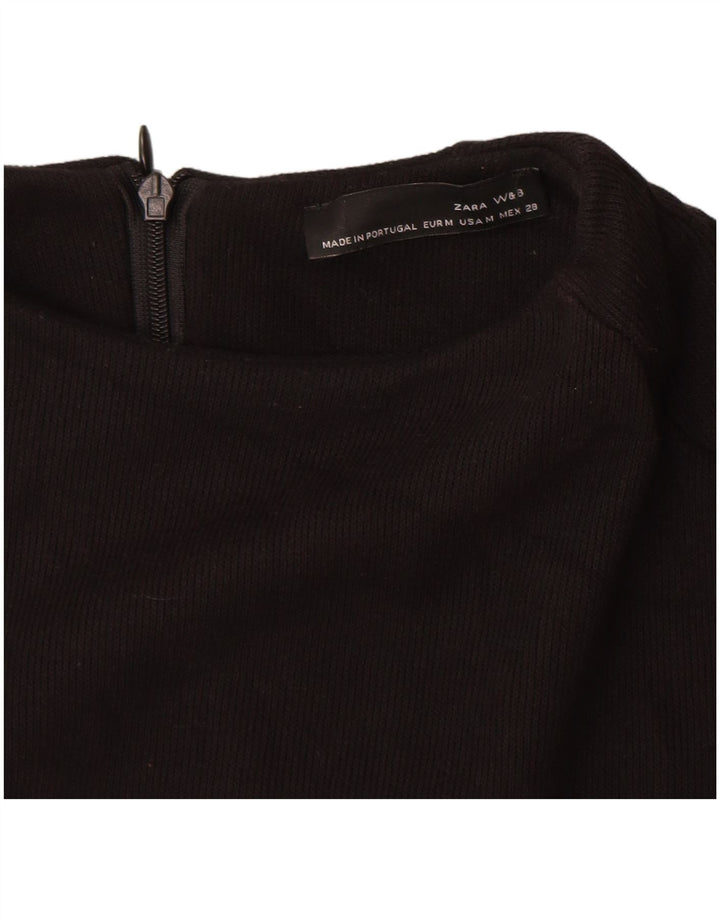 Vestido jumper feminino Zara Reino Unido 12 algodão preto médio