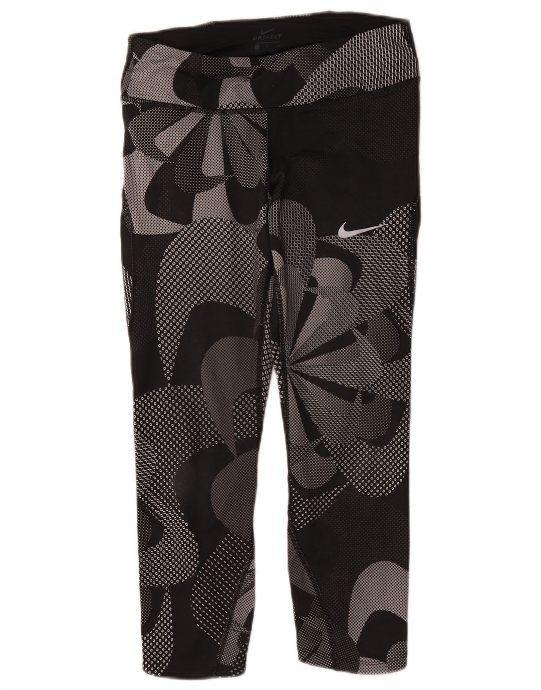 Nike Womens Graphic Capri Leggings UK 8 Pequeno Preto Floral Poliéster