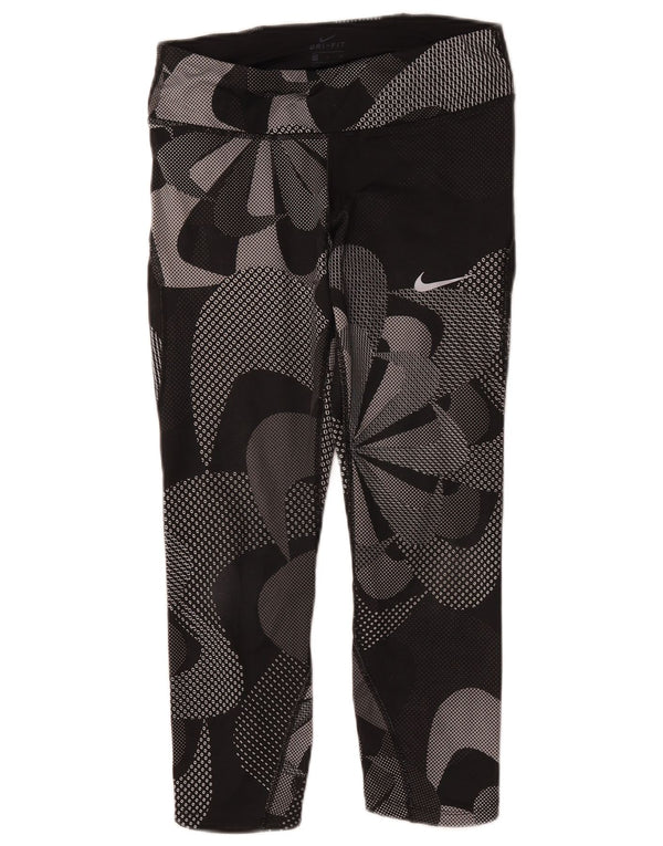 Nike Womens Graphic Capri Leggings UK 8 Pequeno Preto Floral Poliéster