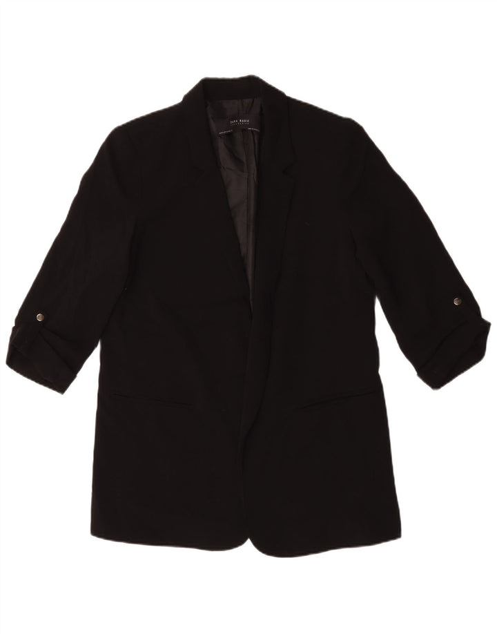 Zara Jaqueta Blazer Feminina Manga 3/4 Aberta Reino Unido 14 Médio Preto