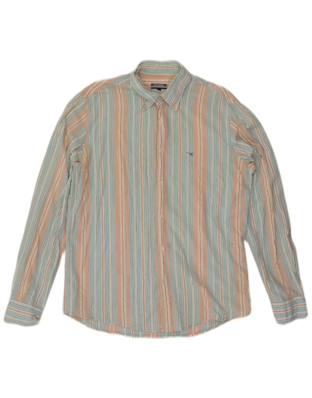 Camisa masculina Diadora grande algodão listrado multicolorido