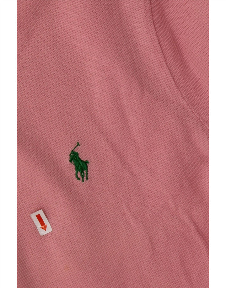POLO RALPH LAUREN Camisa polo masculina de manga comprida com ajuste personalizado grande algodão rosa