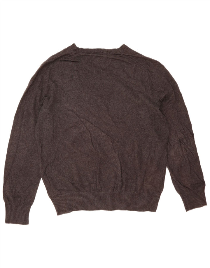 Suéter masculino Eddie Bauer com decote em V, algodão manchado cinza médio