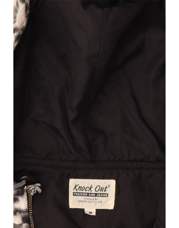 Jaqueta feminina de lã com capuz KNOCK OUT UK 14 médio branco geométrico