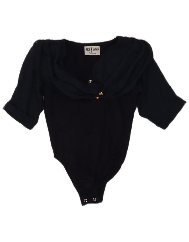 Body feminino vintage UK 8 pequeno azul marinho floral