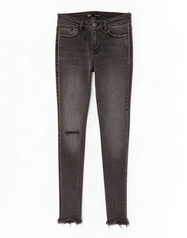Calça jeans skinny feminina Zara EU 34 2XS W24 L27 algodão cinza