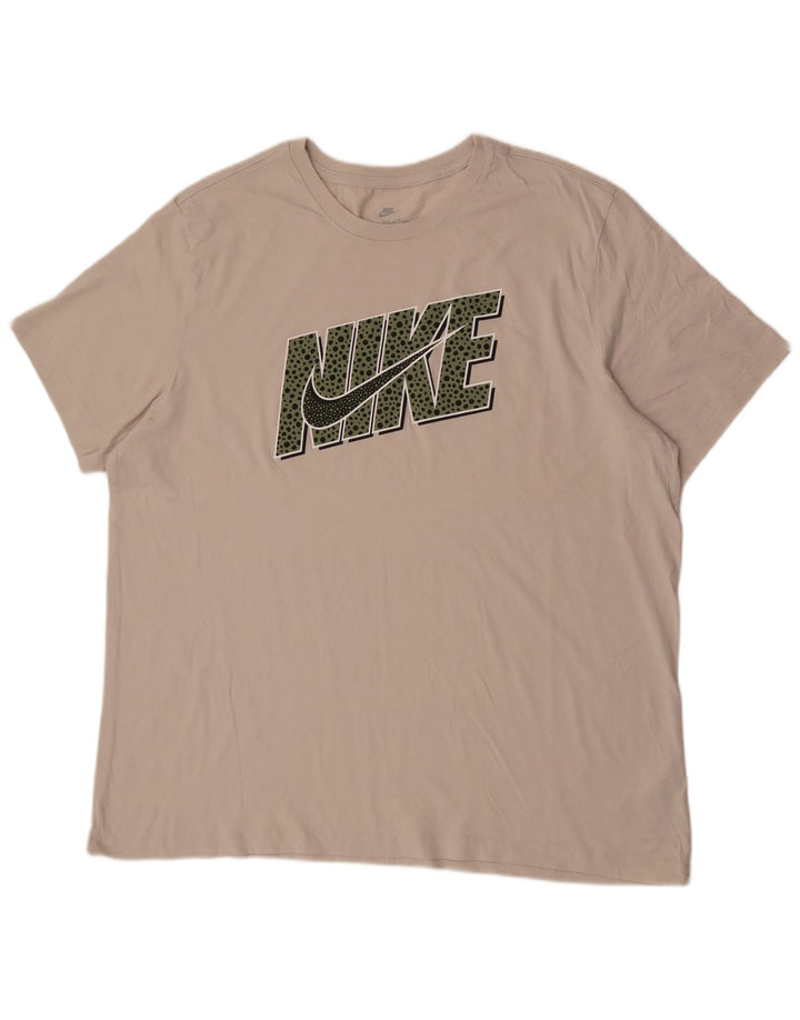 Camiseta gráfica masculina Nike Top 2XL algodão bege