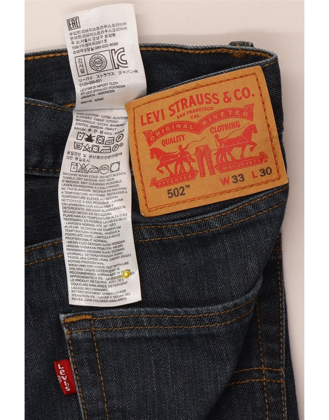 Levi's Masculino 502 Tapered Jeans W33 L30 Azul Algodão