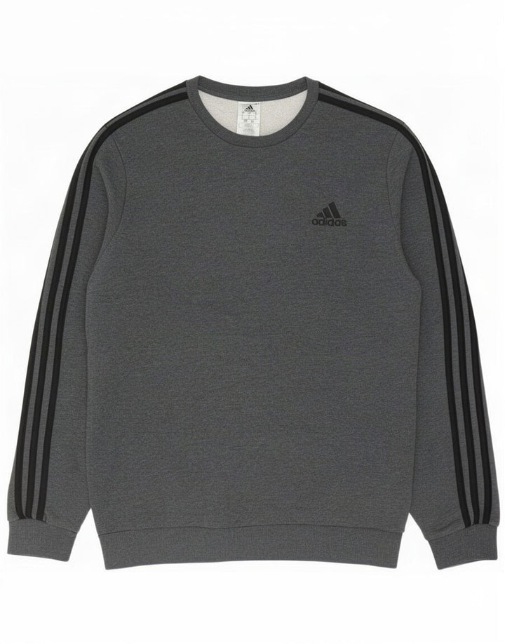 Adidas Mens Moletom Jumper Grande Algodão Cinza