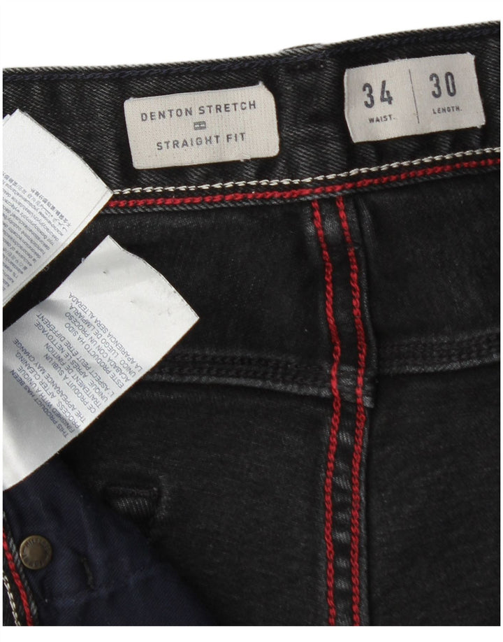 Tommy Hilfiger Masculino Denton Straight Jeans W34 L28 Algodão Preto