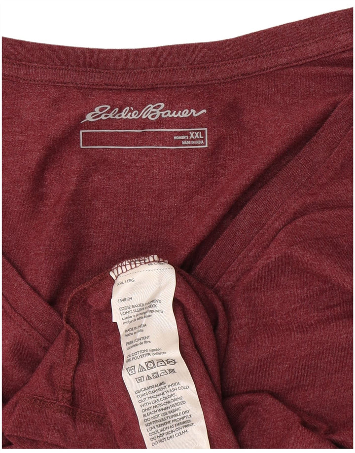 Eddie Bauer Top feminino manga comprida UK 20 2XL algodão borgonha