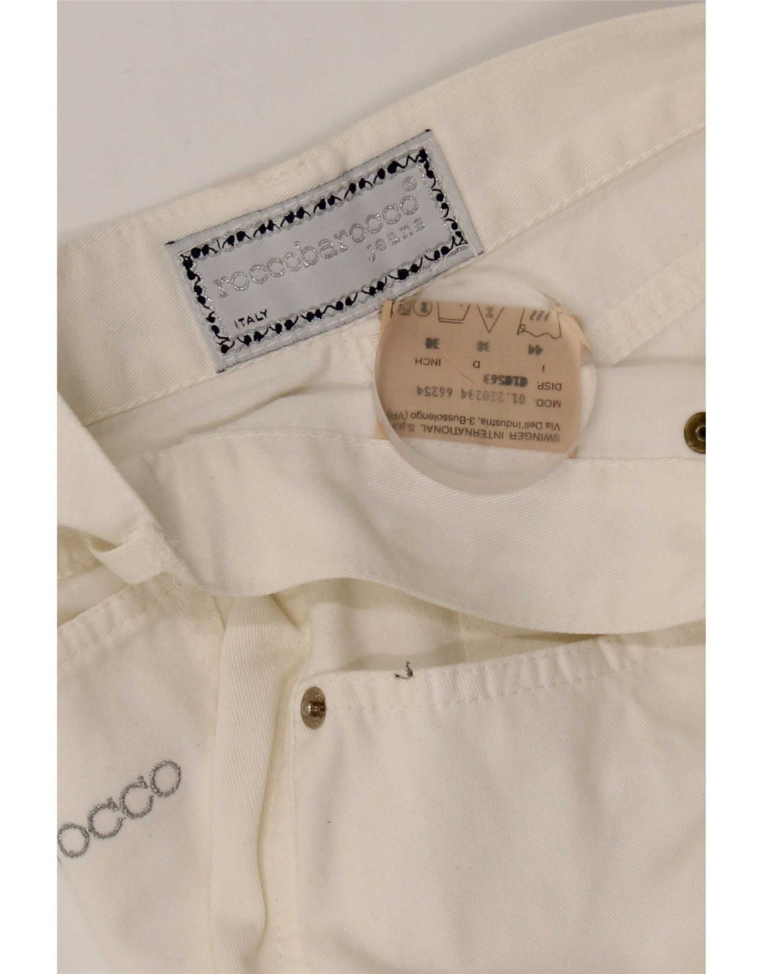 Calça capri feminina de cintura alta Roccobarocco IT 44 médio W26 L22 branca