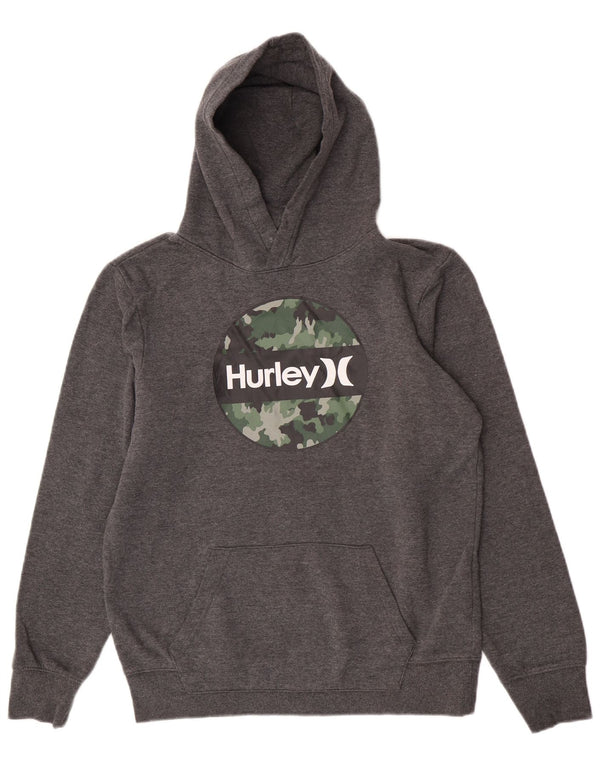 Suéter com capuz gráfico Hurley Boys 14-15 anos XL cinza algodão