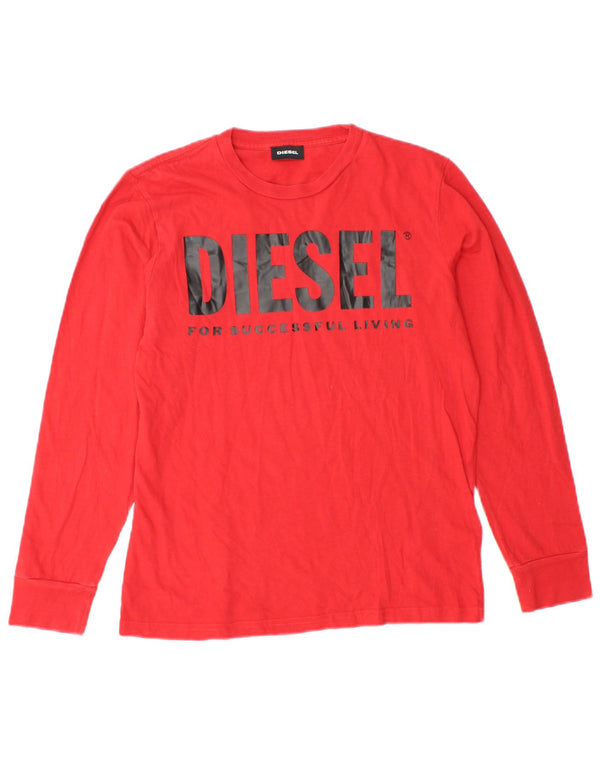 DIESEL Boys Graphic Top manga comprida 11-12 anos algodão vermelho