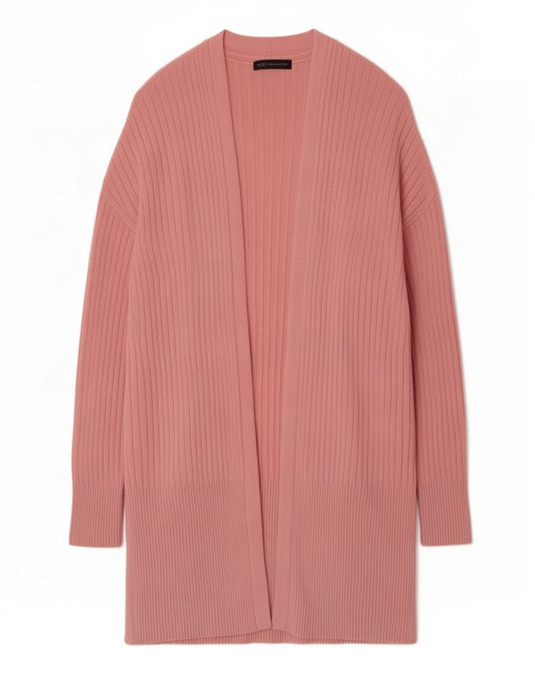 Suéter cardigã aberto feminino Marks & Spencer Longline Reino Unido 14 rosa médio
