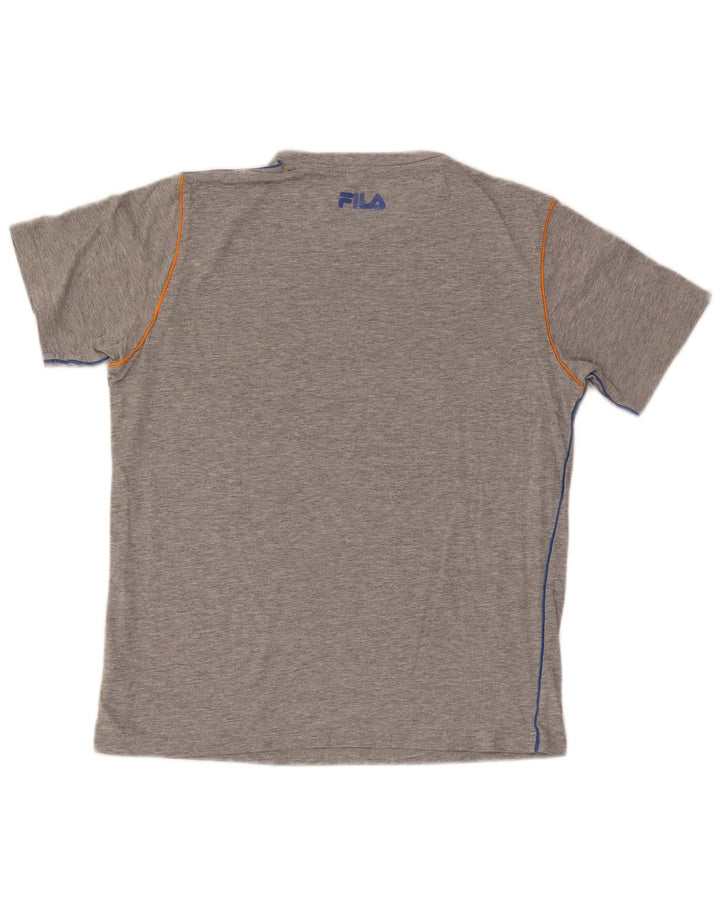 Fila Camiseta masculina gráfica Top algodão manchado cinza médio