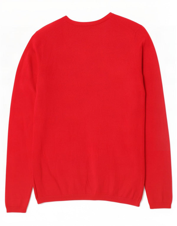 Suéter feminino Tommy Hilfiger com decote em V, 10 algodão vermelho pequeno