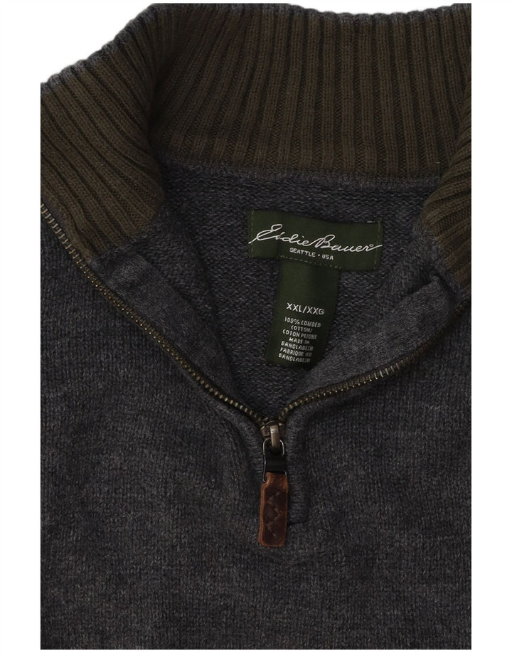 Suéter masculino EDDIE BAUER com zíper e gola 2XL algodão azul marinho