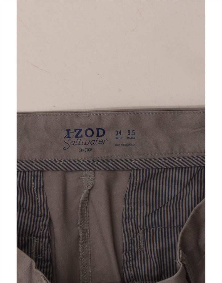 IZOD Mens Salt Water Chino Shorts W34 Large Grey Cotton Vintage Izod and Second-Hand Izod from Messina Hembry 