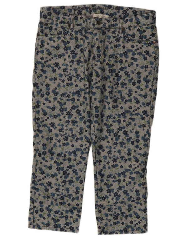 White Stuff Womens Capri Jeans UK 12 Medium W30 L21 Grey Floral Cotton
