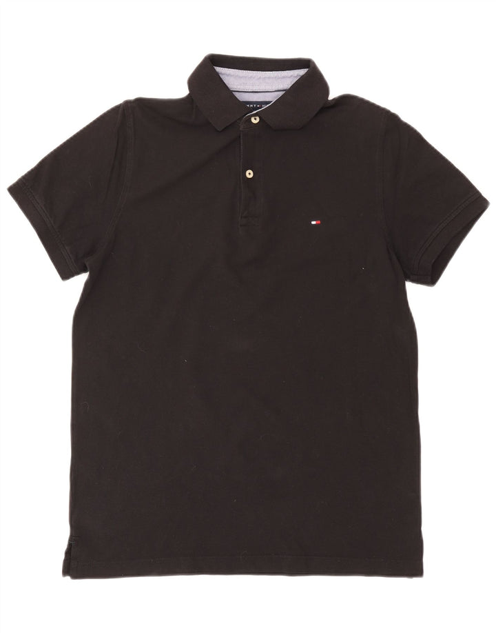 Camisa polo masculina Tommy Hilfiger de algodão preto médio