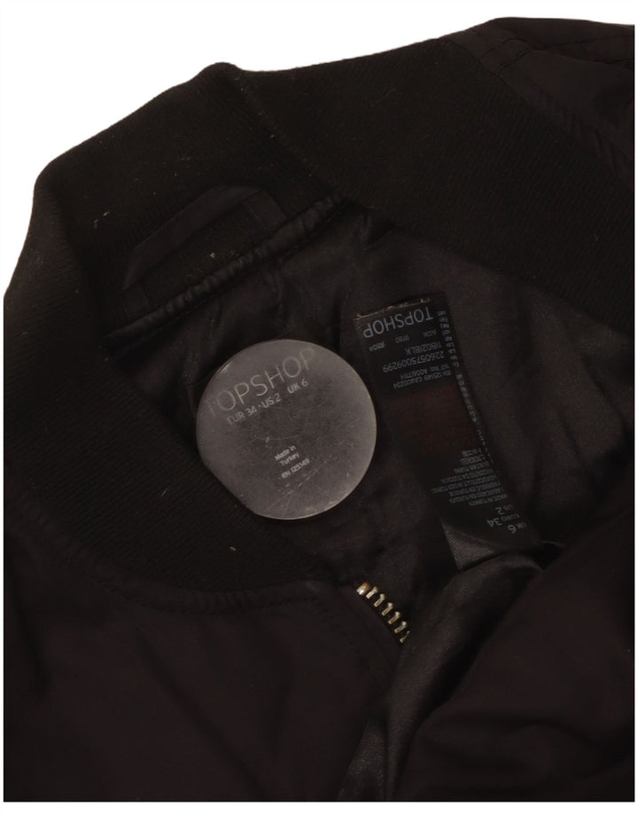 Jaqueta bomber superdimensionada feminina Topshop UK 6 XS poliéster preto