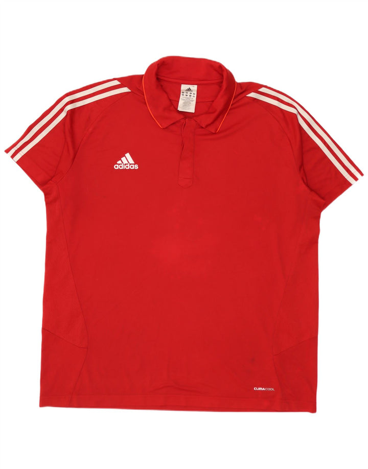 Adidas Mens Climacool Polo Shirt IT 50/52 2XL Vermelho Colorblock Poliéster