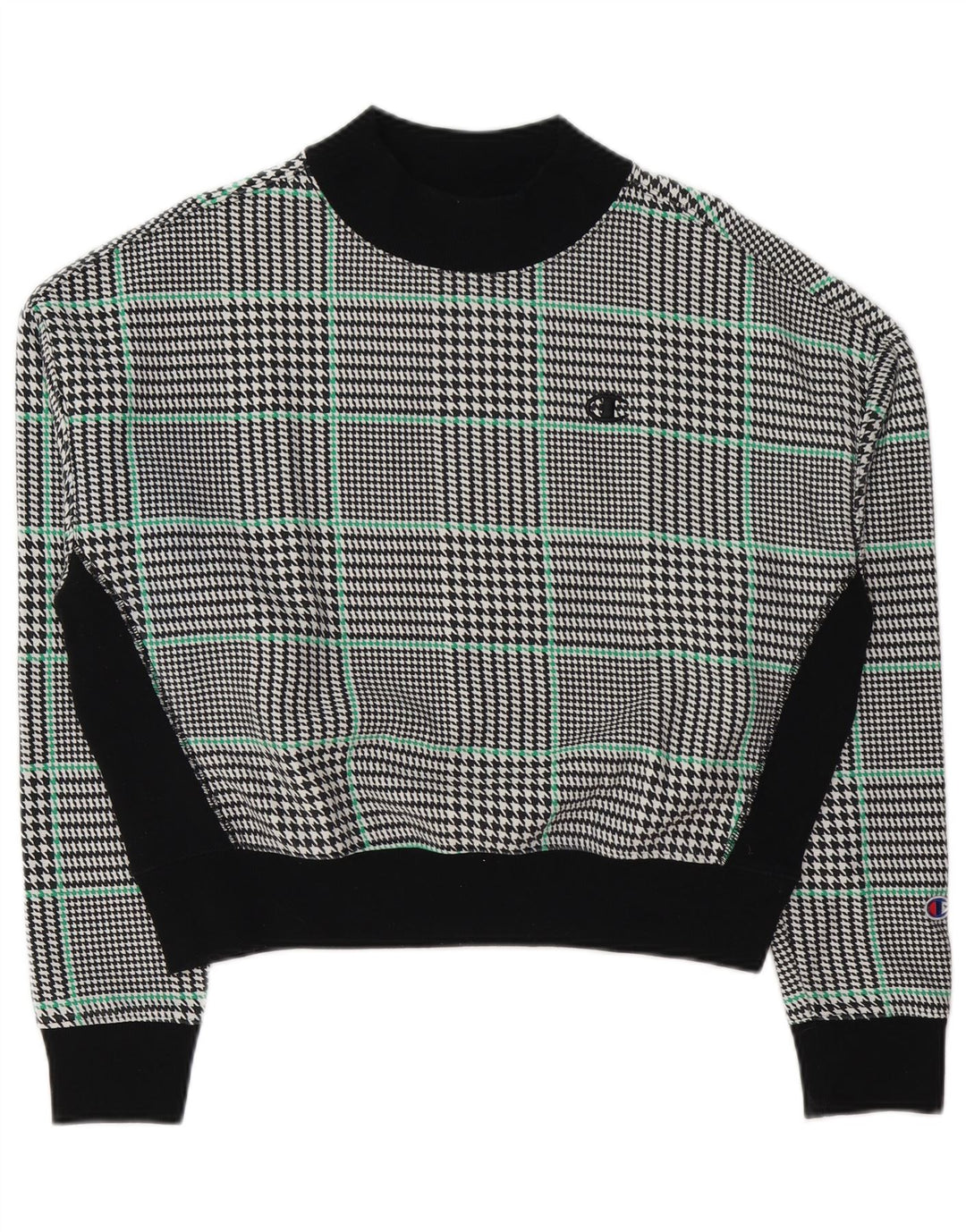CHAMPION Suéter feminino cropped UK 18 XL preto algodão houndstooth