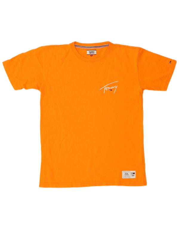 Camiseta masculina Tommy Hilfiger com estampa gráfica pequena de algodão laranja