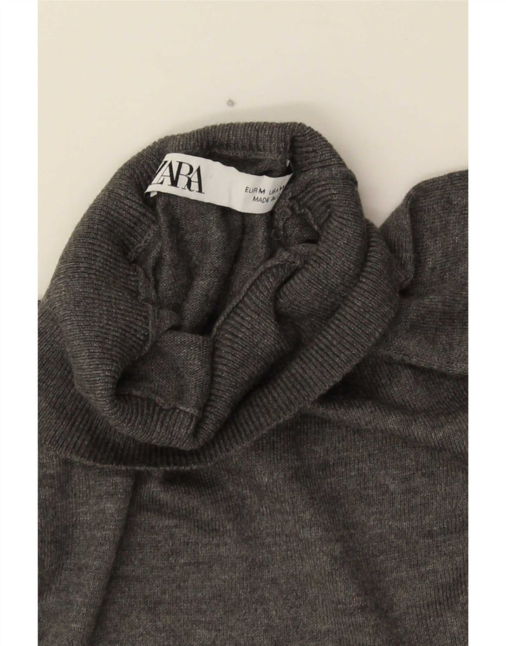 Zara Suéter feminino oversized com gola de tartaruga Reino Unido 14 cinza médio
