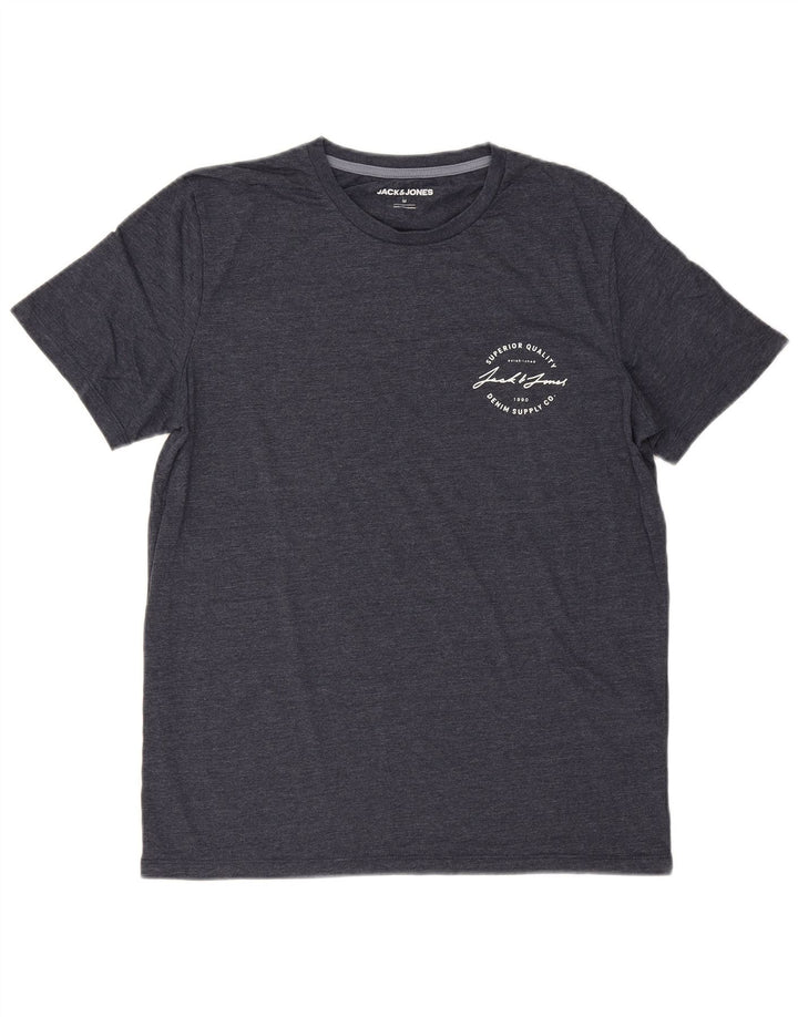 Camiseta masculina Jack & Jones Top médio algodão azul marinho